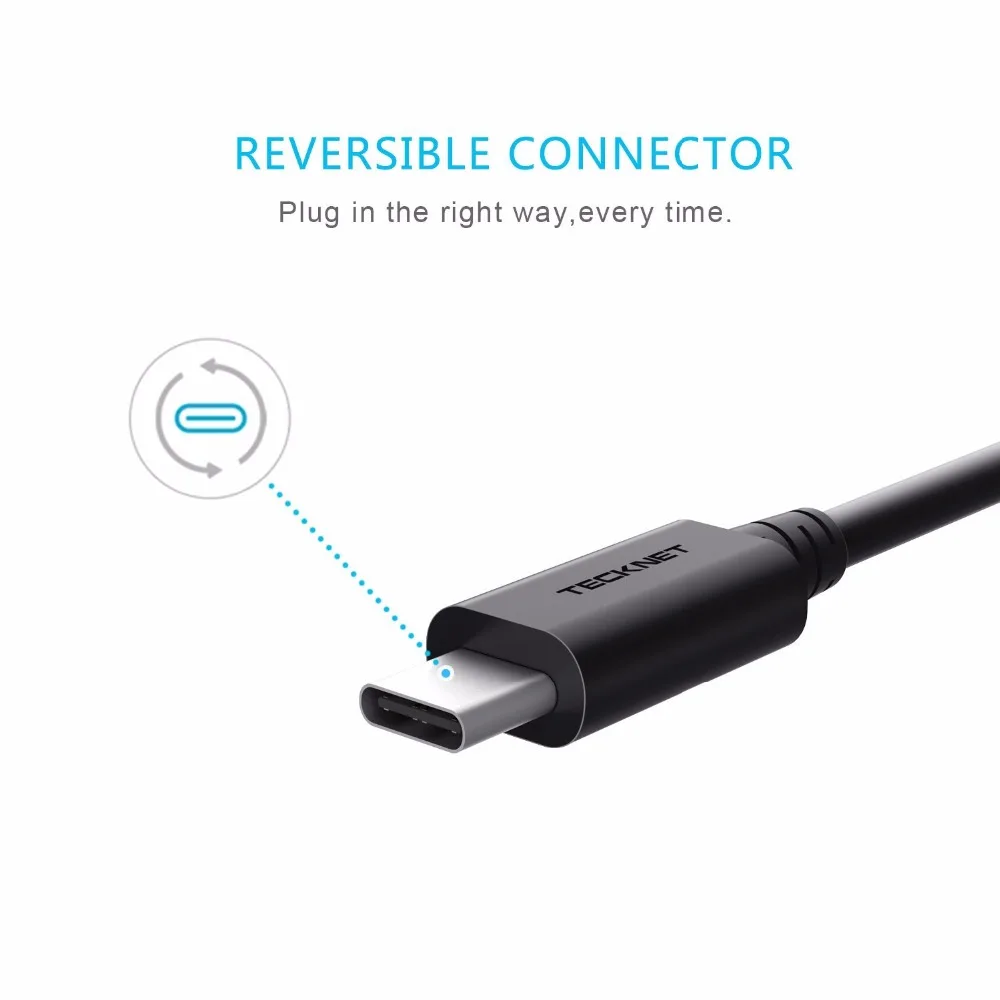 Кабель usb type C Tecknet кабель для быстрой зарядки xiaomi mi 4C 5 4s OnePlus 2 Nexus 5X 6P мобильный