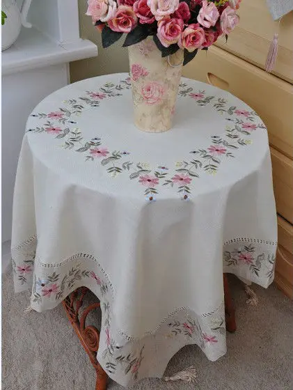 85 см (34x34 дюйма) квадратная скатерть прошитая вышивка скатерть|embroidery tablecloth|hemstitch