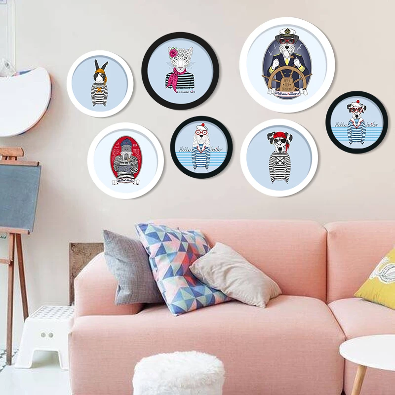 DIY креативный подарок круглая фоторамка диван фон Мультяшные животные подвесная