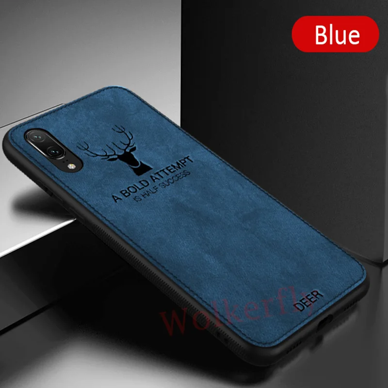 Противоударный чехол для huawei Коврики 20 Pro P10 P20 Lite P Smart Y9 Y6 Y7 Pro Honor 8X10 9 7C 7A Nova 3 3i текстура ткани чехол - Цвет: Blue