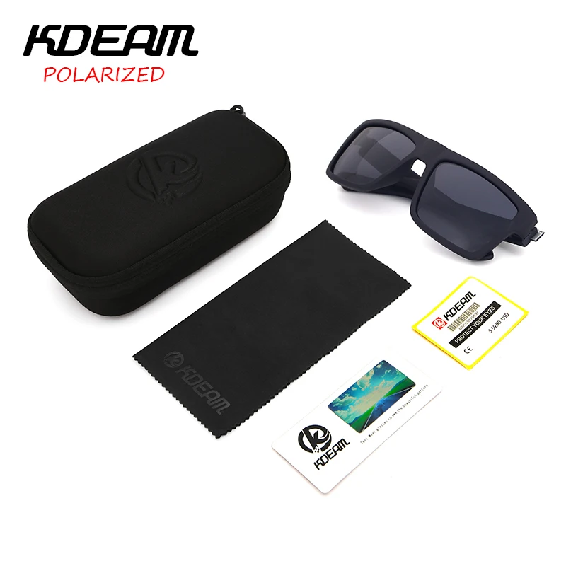 

2018 KDEAM Men Sport Sunglasses Mirror Polarized lens Unisex Square Sun Glasses Outdoor Eyewear 5 Colors UV400 With Case KD05X