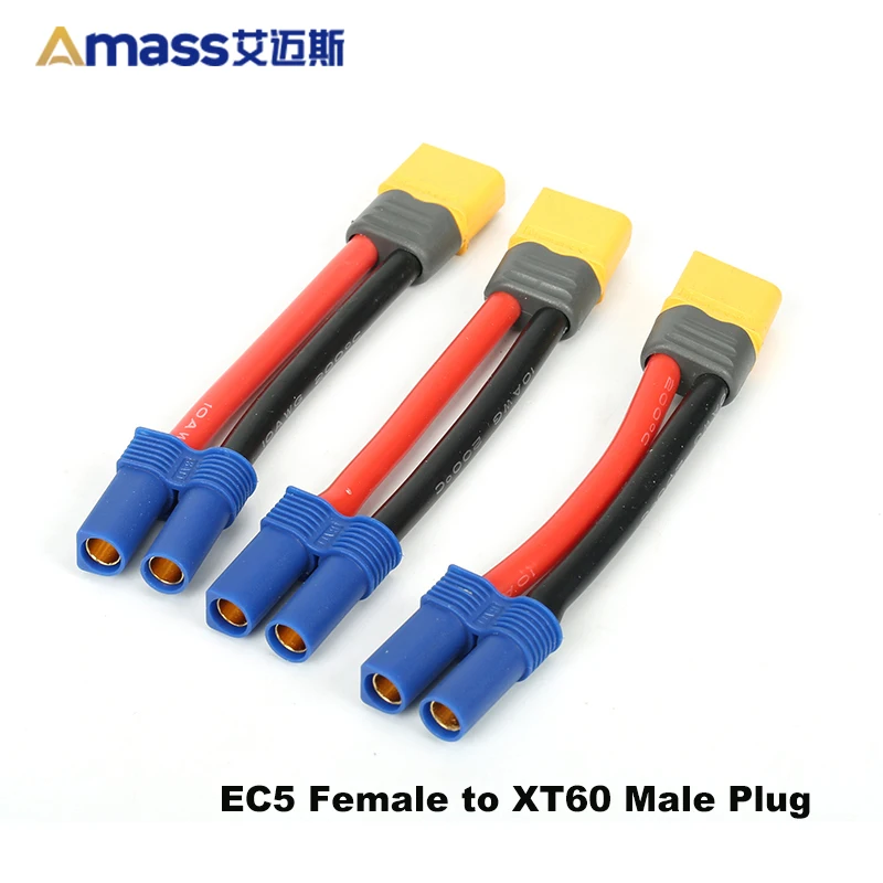 

Amass EC5 FeMale to XT60 male Plug Connector Converter Charger Cable Extension Cord Adapter Plug For RC Multicopter FPV Drone