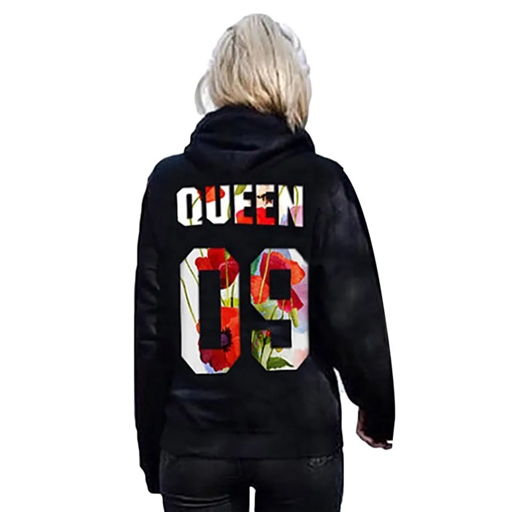 SKYYUE Size:S-5XLThe King &amp His Queen Men Women's Casual Lover Couple's Cotton Sweatshirts Hoodies Couples Loose Hooded | Мужская