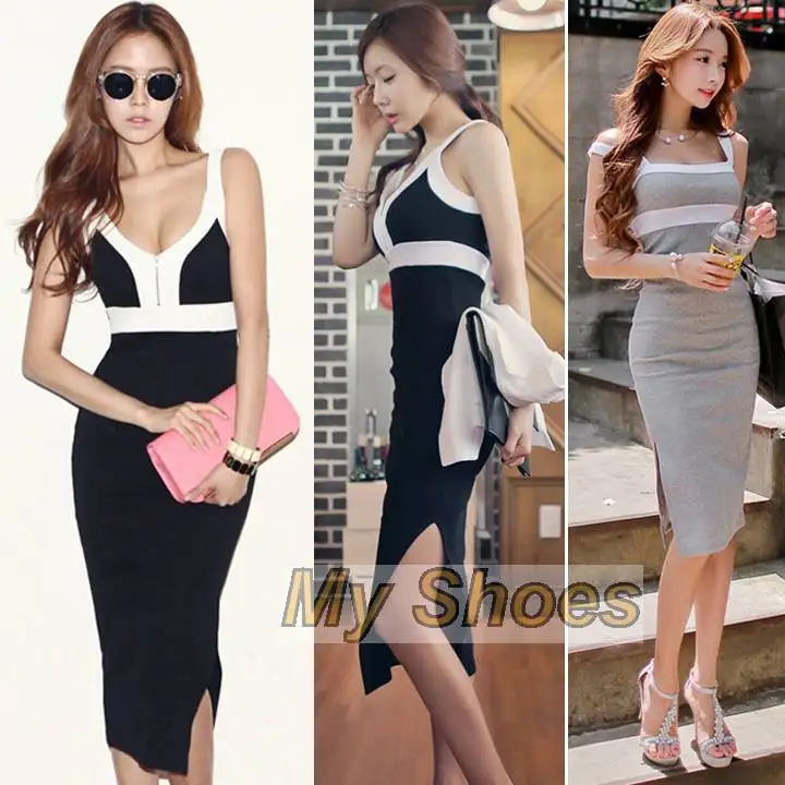 Top Sale Women Bodycon Dress Elegant Two Way to Wear Stretch Sleeveless Slim V-neck Evening Party Vestidos SV008022 | Женская одежда