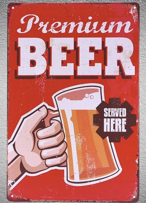 

1 pc Premium beer served here ice bar on tap Tin Plate Sign wall plaques man cave Decoration Dropshipping Poster metal