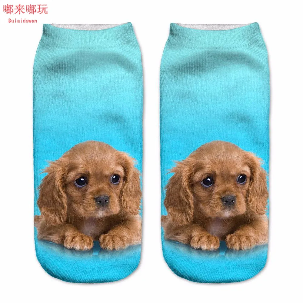 Милые носки с объемным рисунком короткие до щиколотки низким вырезом синие