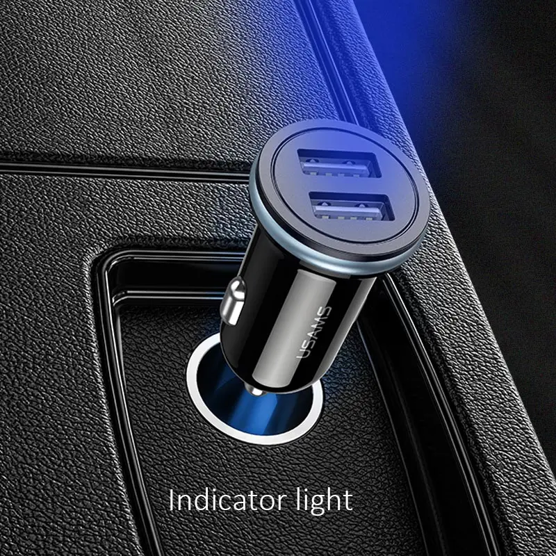Автомобильное зарядное устройство с двумя USB USAMS 5 В/2 4 А для мобильного телефона