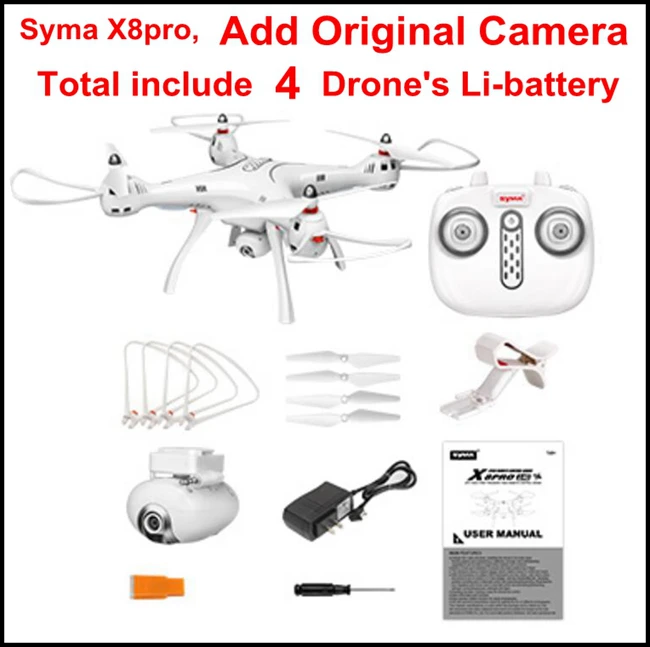 SYMA X8Pro Camera 4b SYMA X8PRO X8 Pro gps Дрон wifi FPV с 720 P HD камерой или в режиме реального времени H9R 4 K камера Дрон высота удержания x8 pro RC Квадрокоптер RTF - Цвет: SYMA X8Pro Camera 4b