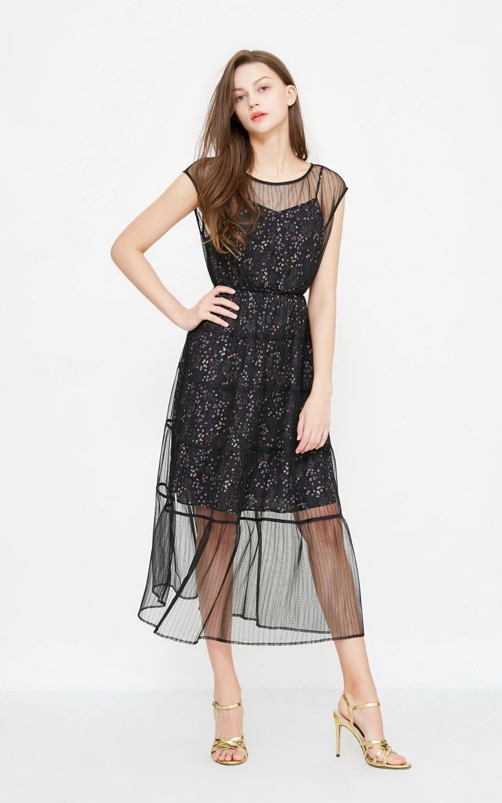 Vero Moda поддельные из двух частей печатных Gauzy летнее пляжное платье | 31837A507