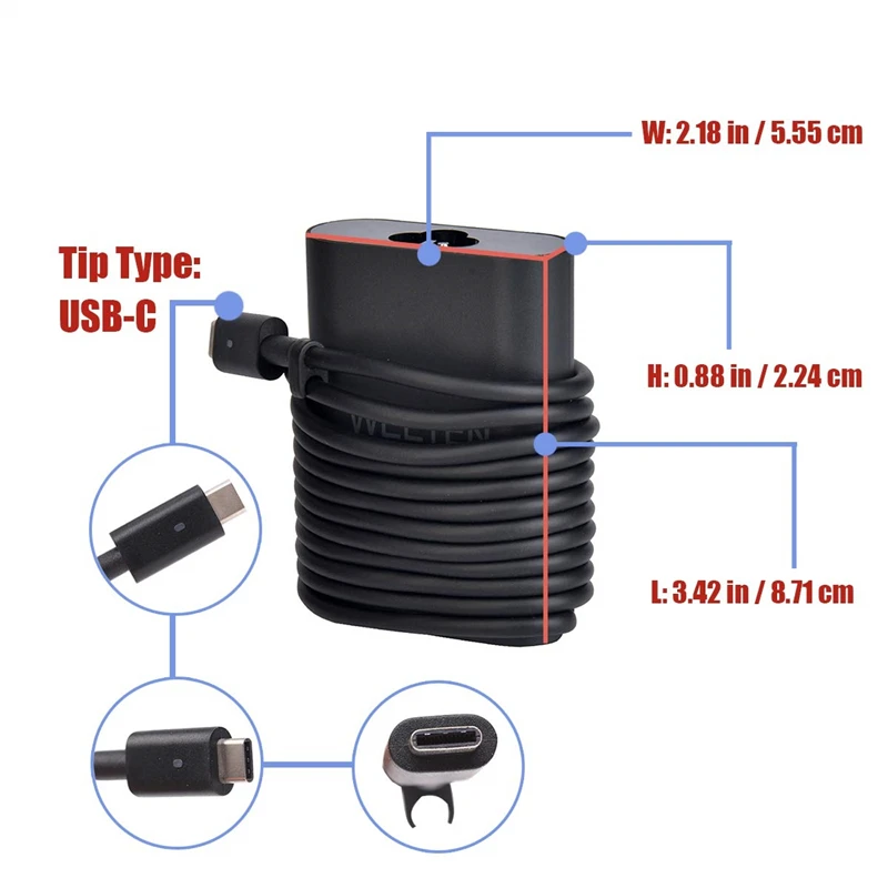 Зарядное устройство для ноутбука 45 Вт 20 в 9250 А USB C адаптер питания переменного