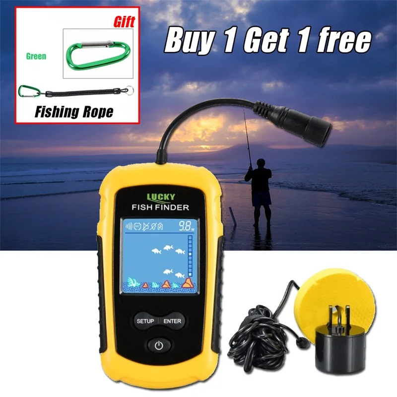 

Lucky Selectable Sensitivity 100M Fish Finder LCD Color Screen Fishing Lure Sonar Echo Sounder Alarm RL49-0064 Fishing Finder