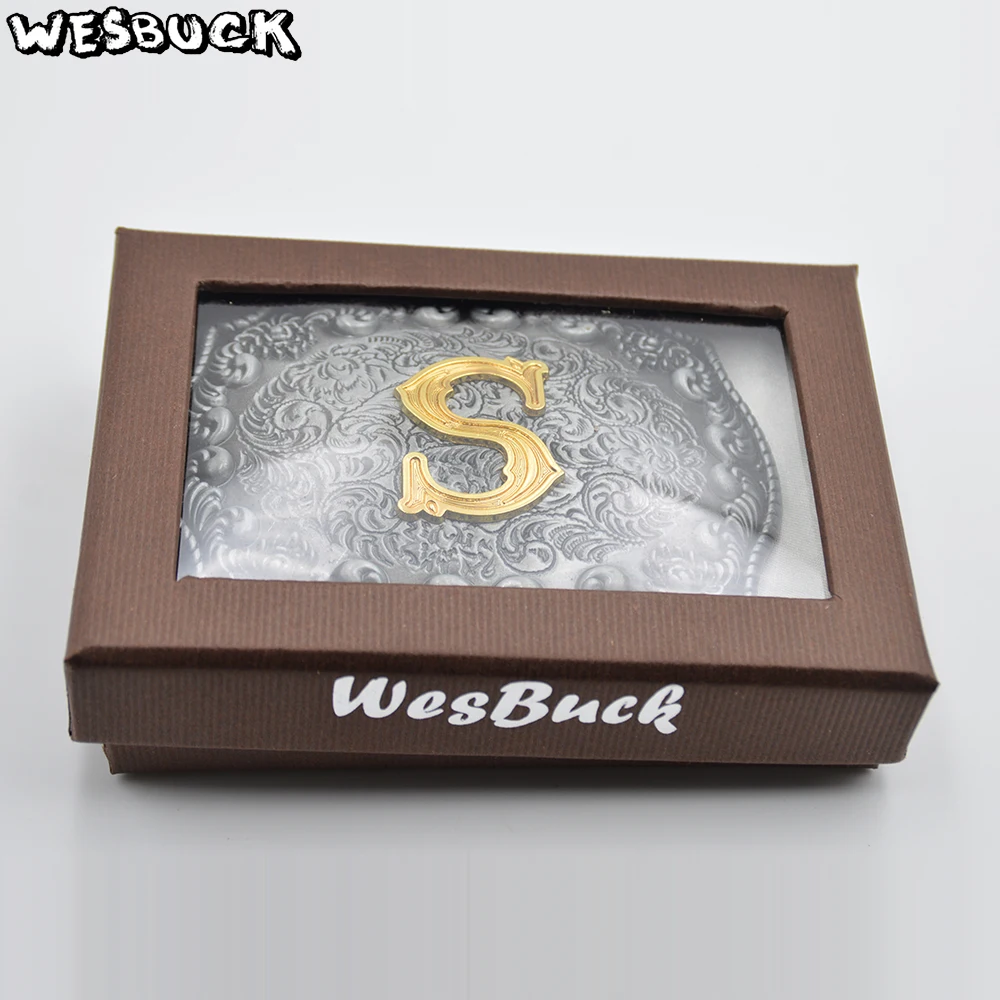 WesBuck бренд 3D S Начальная буква ковбойский ремень с пряжкой для женщин мужчин из