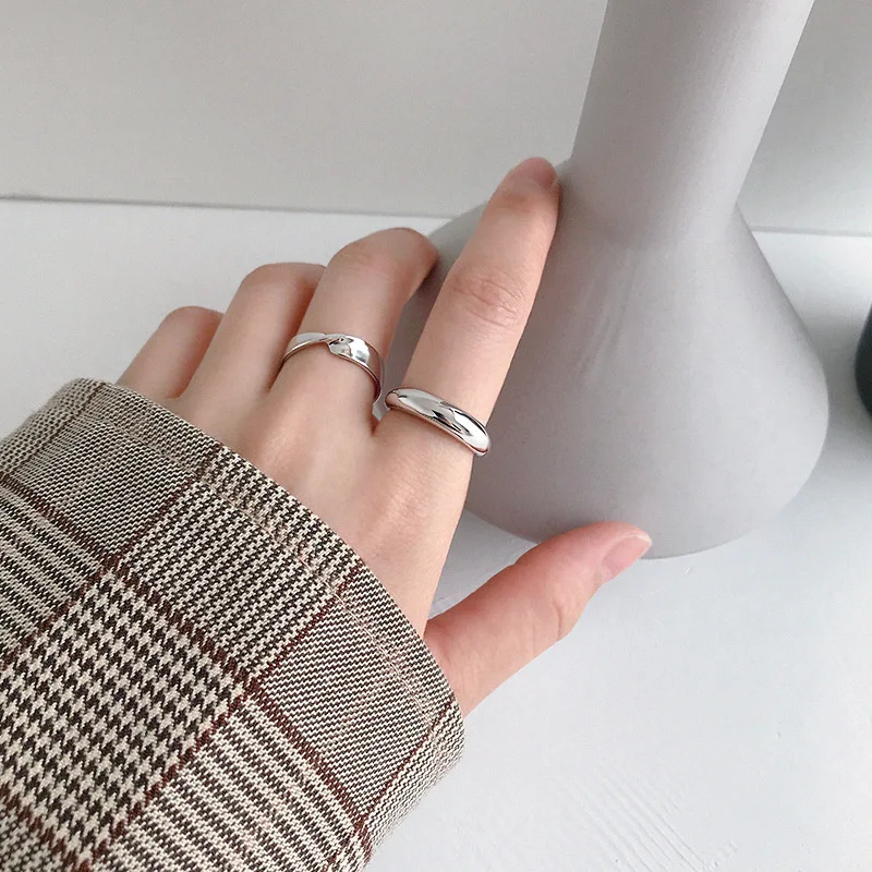 925 стерлингового серебра обручальные кольца для женщин anillos, минималистский цвет золотистый Геометрическая дуги поверхности ювелирное серебряное кольцо