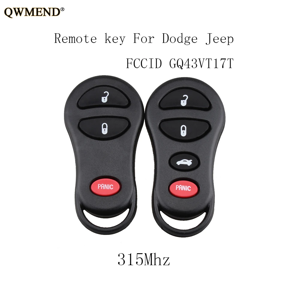 QWMEND 3 4 кнопки дистанционного ключа Fob для DODGE 2002 2003 2004 2005 RAM 1500 2500 Jeep Dodge Chrysler GQ43VT17T