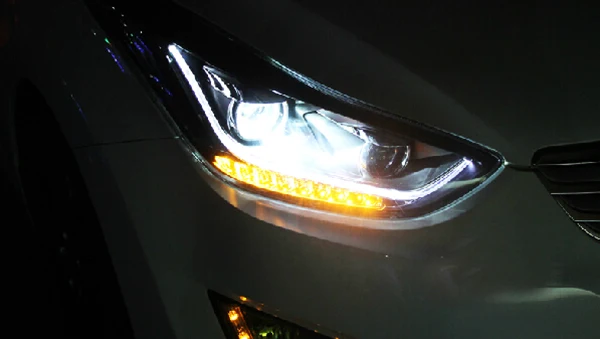 Для HYUNDAI Avante i35 Elantra светодиодный головной светильник s 2011 2012 2013 год TLZ подвижный светодиодный Поворотный Светильник, передний светильник s