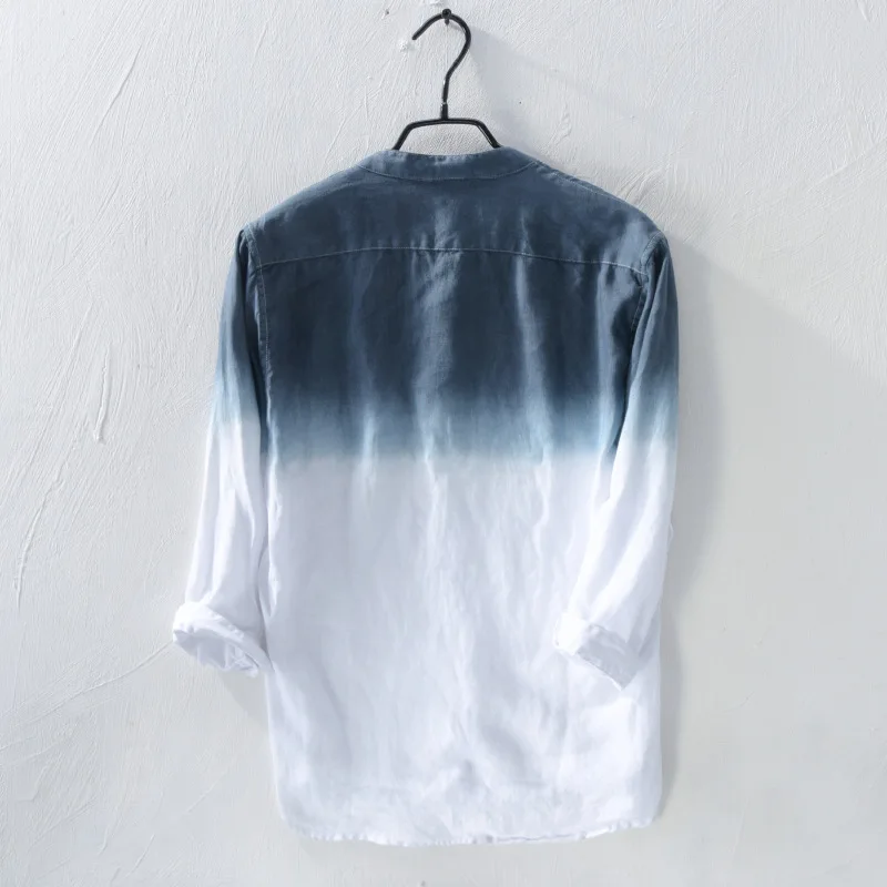 Для мужчин белье рубашка градиент рубашки Новинка весны модные Chemise Homme s блузка