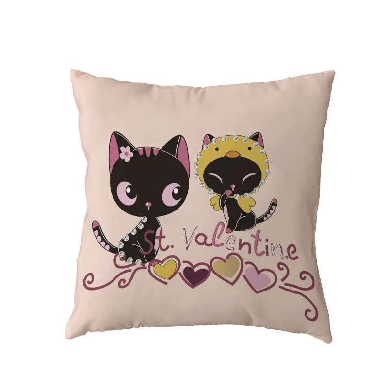 6 Белые чехлы для подушек Fuuny Cats I Love You в этническом стиле, полиэстер, персиковая кожа, милая комнатная посуда, домашний декор, Мультяшные наволочки для подушек - Цвет: 6