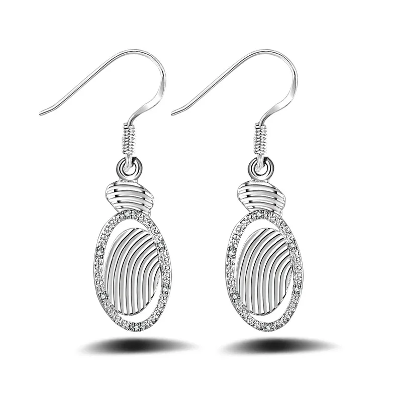 OMHXZJ Wholesale Personality Fashion OL Woman Girl Party Wedding Silver Oval 925 Sterling Earrings YE359 | Украшения и аксессуары
