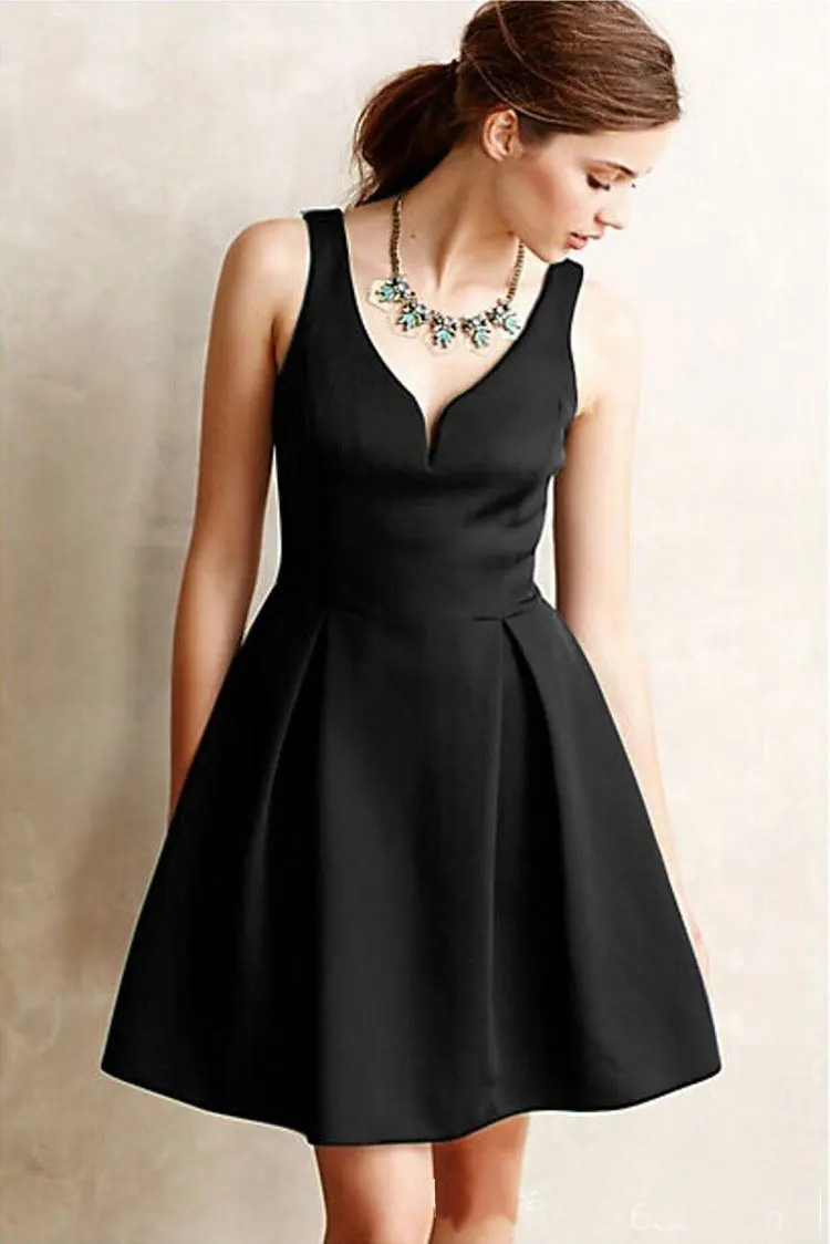 ZTVitality Solid V Neck Sleeveless Backless Women Dresses Sexy Slim Vestido De Festa Fashion Vintage Party Dress Elegant Pleated|fashion women