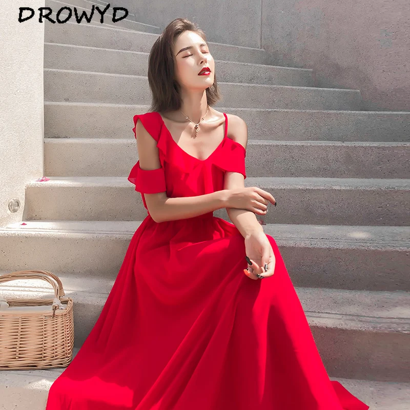 DROWYD, летнее, бохо, с открытой спиной, сексуальное, макси платье, женское, красное, шифоновое, повседневное, элегантное, богемное, слинг, Пляжное, Клубное, вечернее платье, Vestidos