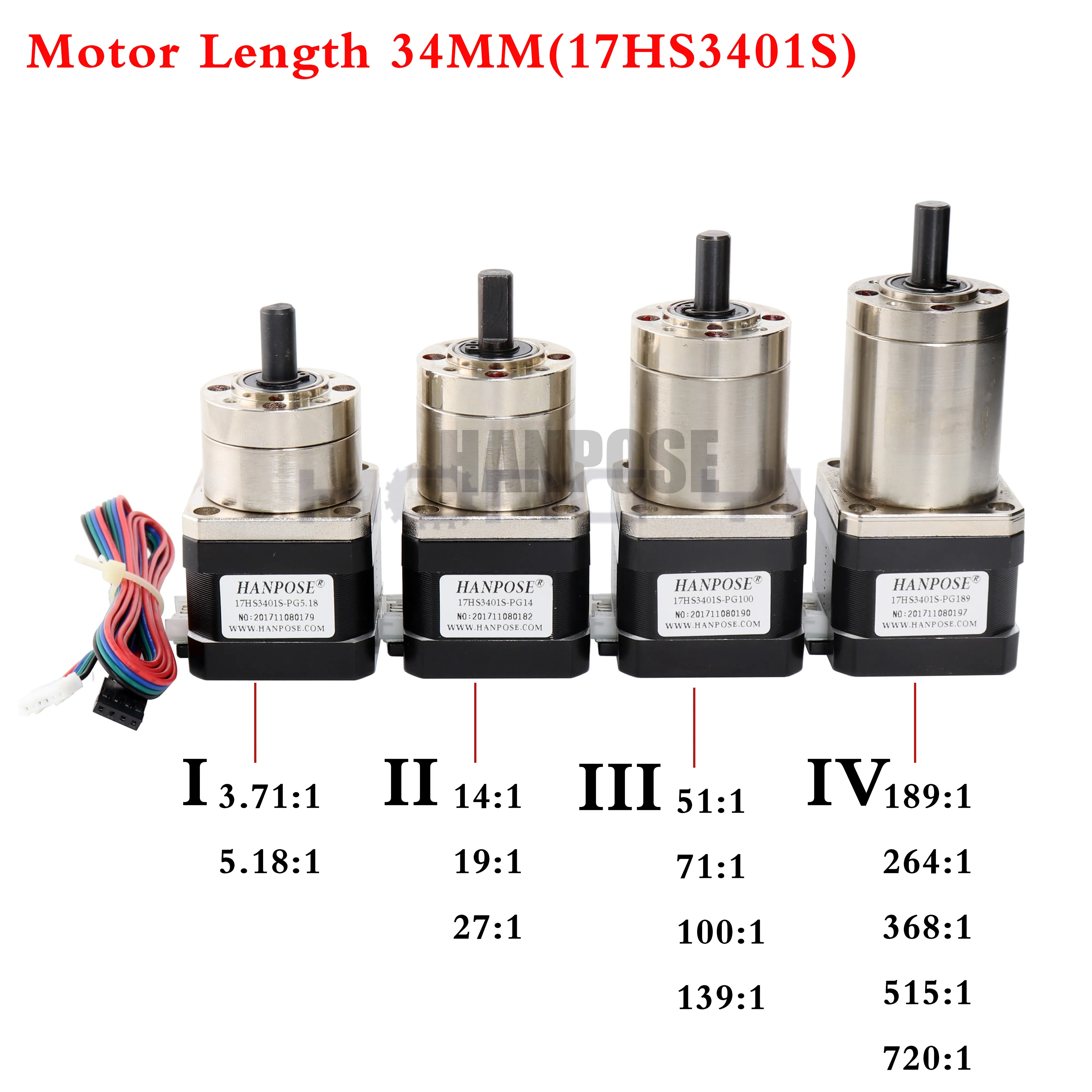 

Nema17 Stepper Motor Hs3401s 4-lead 42 motor Extruder Gear Step Motor for3D Stepper Motor Ratio Planetary Gearbox Nema 17