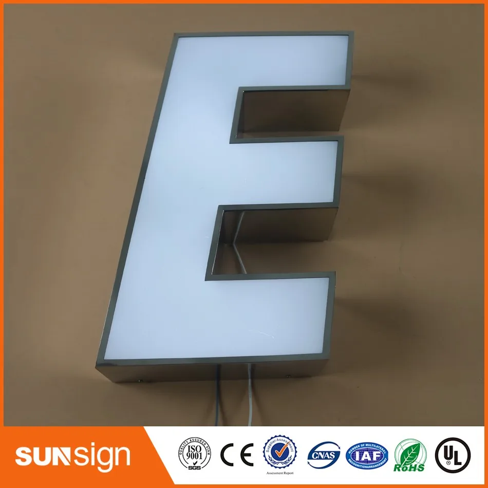 Custom LED lighted stainless steel signs outdoor signage