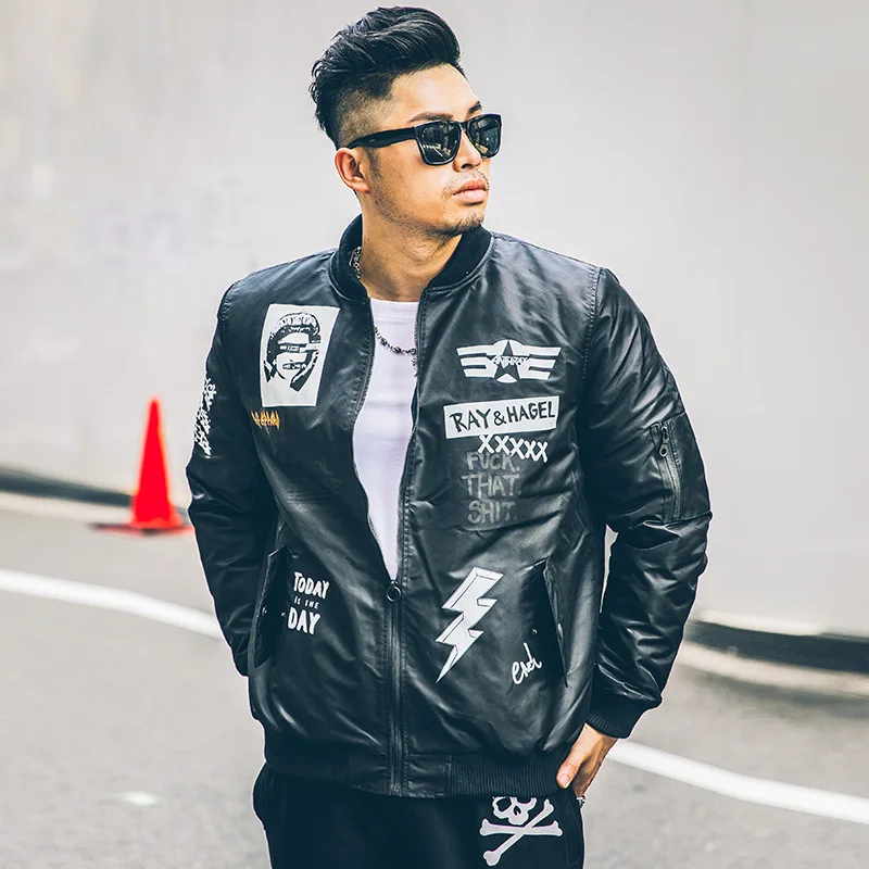 Куртка бомбер мужская с принтом граффити уличная модная повседневная верхняя