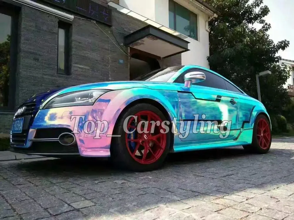 Глянцевая зеркальная Радужная голографическая пленка хромированная виниловая