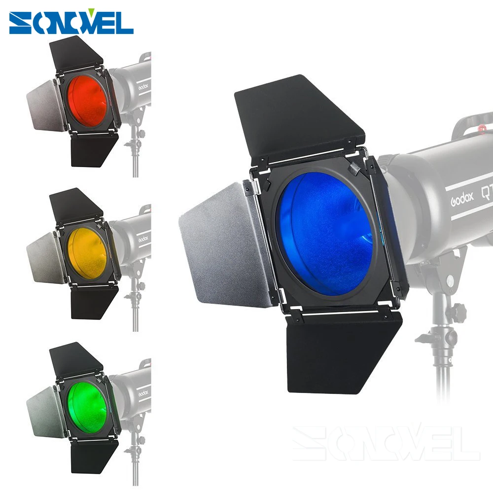 Godox BD 04 амбар дверь сотовая сетка 4 цвета фильтр + Bowens крепление отражатель для Studio
