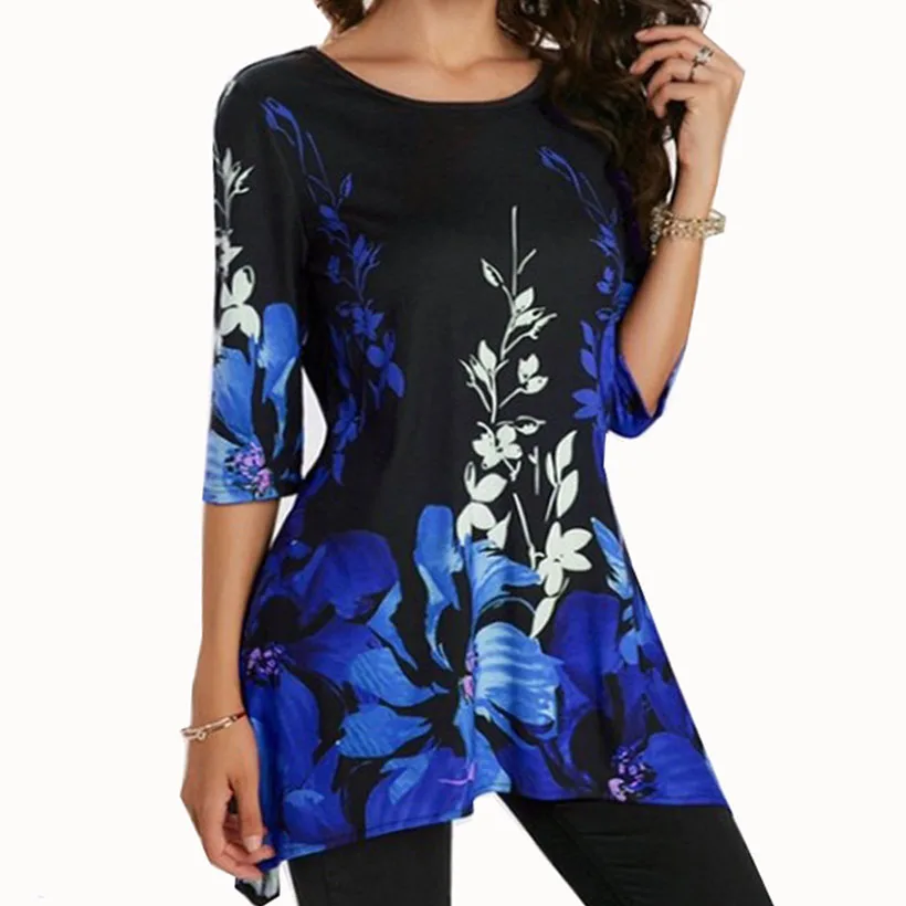 Растягивающаяся элегантная женская футболка с круглым вырезом Летняя