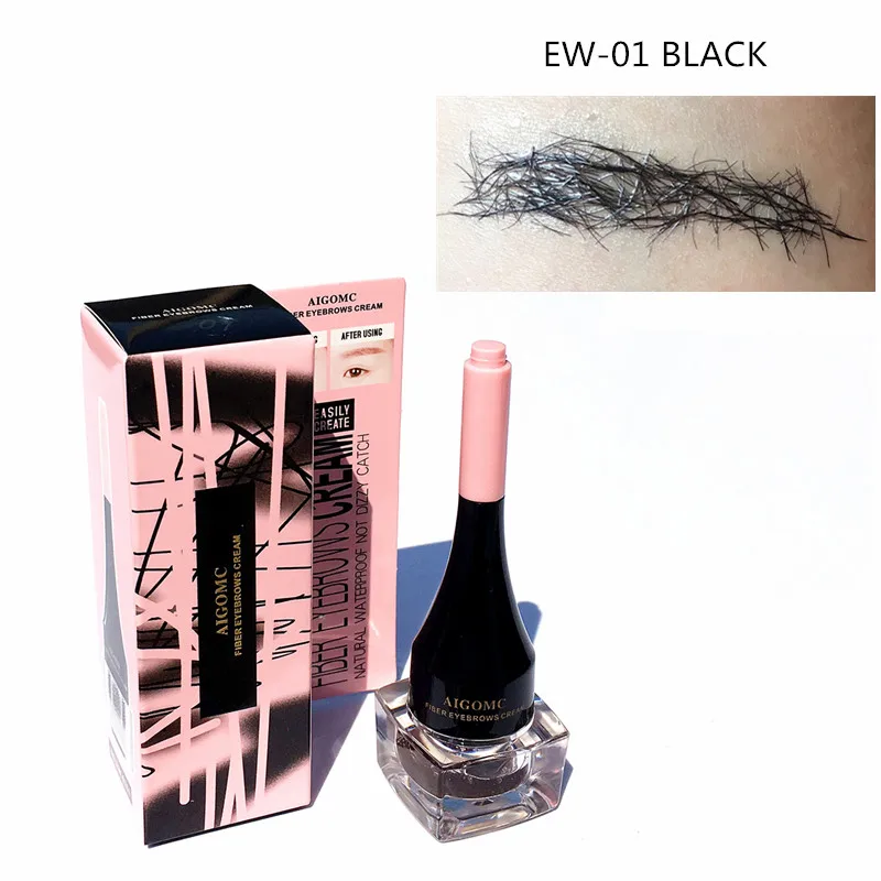 EW-01-BLACK 1 шт. водонепроницаемый натуральный 3D гель для наращивания бровей кофейное черное волокно для увеличения бровей Тату+ Кисть для макияжа Косметика Инструменты - Цвет: EW-01-BLACK