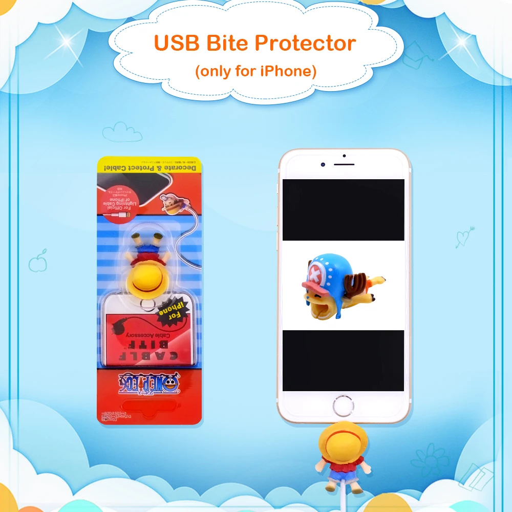 CHIPAL в виде милого героя аниме укус намотки проволоки для iPhone USB кабель протектор Организатор Chompers измельчитель Луффи, с рисунком из мультика «драгонболл» укусов животных