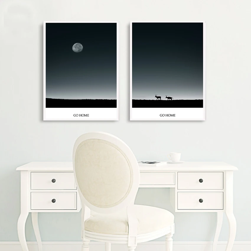 ASAPFOR олень под луной Go Home картины на холсте печатный рисунок скандинавский