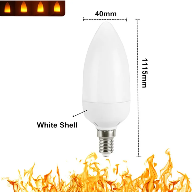 3W Candle B22 E27 E26 E14 E12 светодиодный светильник 85-265 в, светодиодный светильник с эффектом пламени, имитирующий мерцание, декоративный светодиодный светильник 3 Вт 5 Вт 7 Вт 9 Вт - Испускаемый цвет: 3W Candle