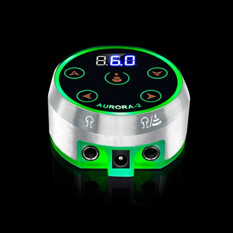 

Newest Aurora Tattoo Power Supply Silver Professional Tattoo Power Supply With Power Adaptor For Tattoo Machine