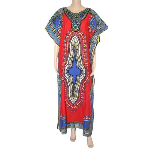 Dashikiage Новое модное женское платье Дашики, хлопок, Африканский принт, макси платье, Африканское женское платье Дашики - Цвет: red