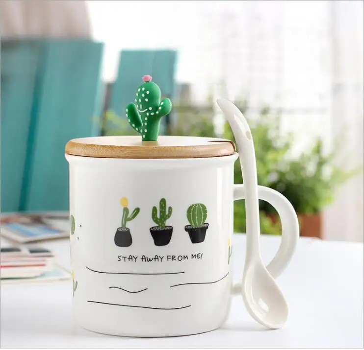 Керамическая кружка для воды с ложкой и бамбуковым покрытием|cup mixed|mug cupmug cup design |