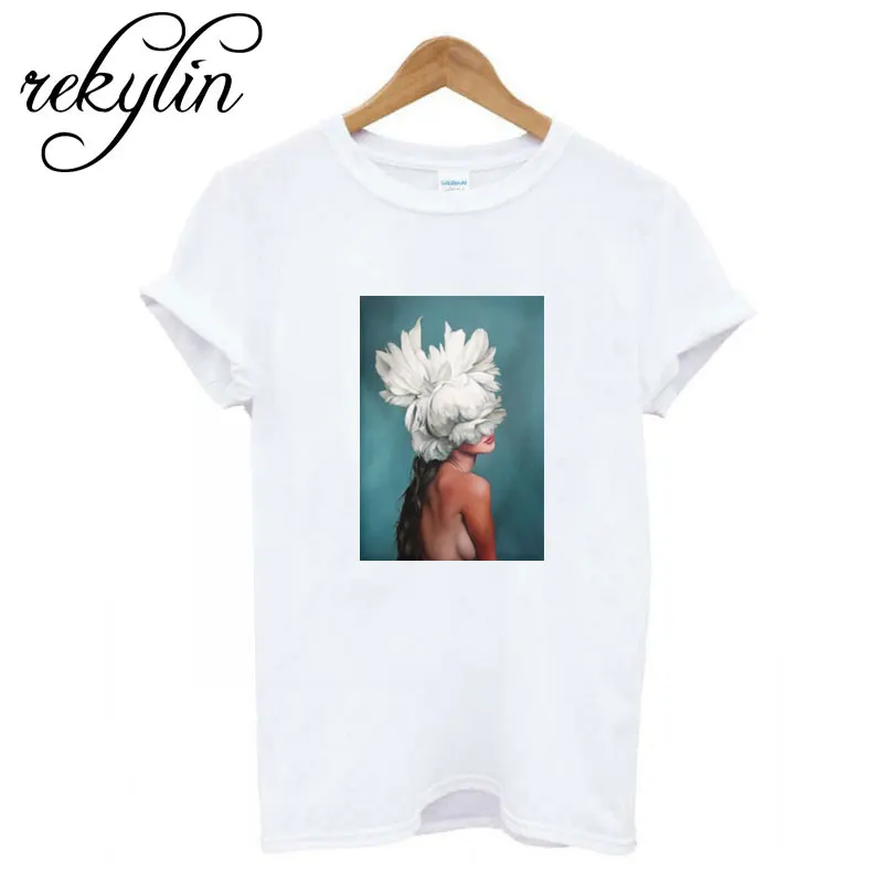 2019 New Harajuku Aesthetics Tshirt Sexy Flowers Feather Print Short Sleeve Tops &amp Tees Fashion Casual Couple T Shirt | Женская