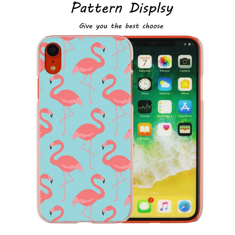 Модный прозрачный жесткий чехол my pink Flamingo для iPhone X XS Max XR 8 7 6 6s Plus 5 SE 5C 4 4S |