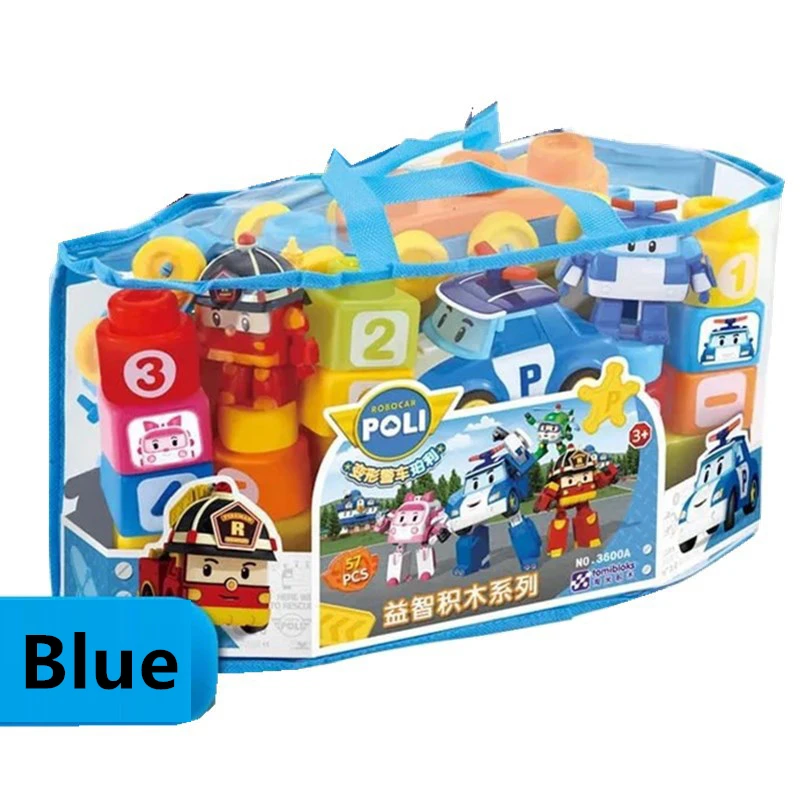 

57pcs Genuine Korea Kids Toys Robocar Poli Roy Amber Building Blocks Figure Kids Bricks Acion Figure Toys For Children Gifts