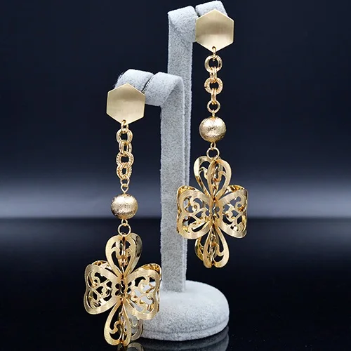 Earrings Солнечные ювелирные изделия Длинные в виде капель Висячие серьги для женщин цветок Серьги Романтические Драгоценности праздничный свадебный Венчальный горячие ювелирные изделия - Окраска металла: Earrings
