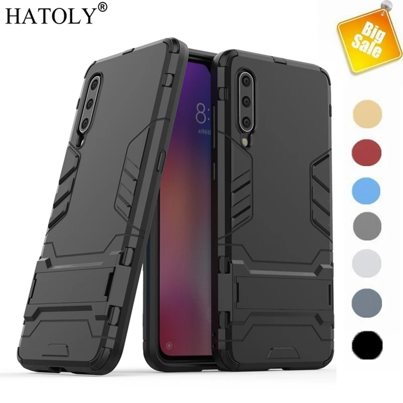 Чехол для Xiaomi Mi 9 противоударный бампер из ТПУ держатель-подставка робота жесткая