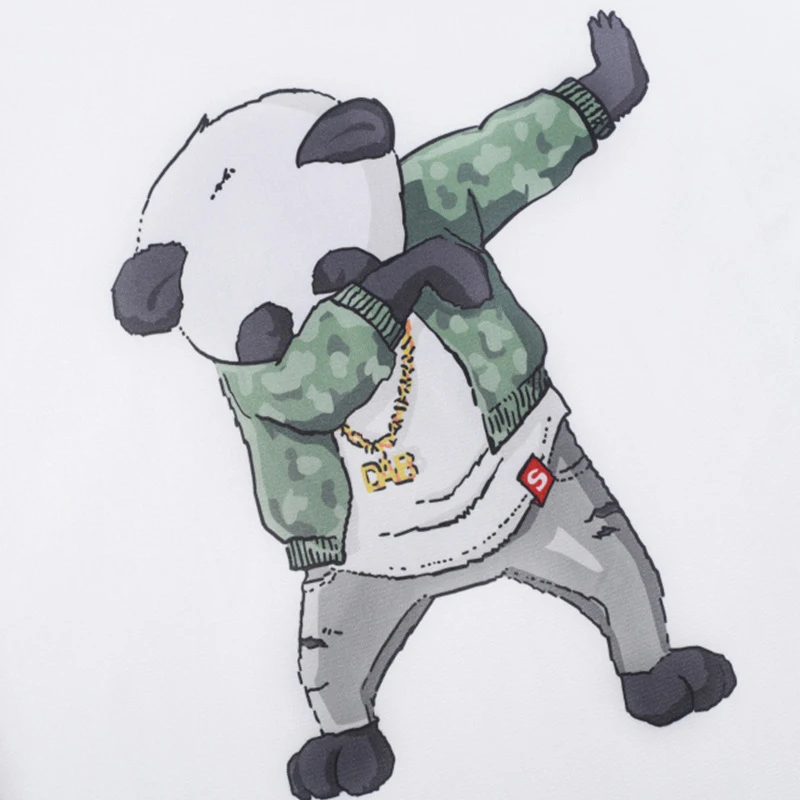 YH. jiumu белый Для мужчин Футболки 2018 мультфильм Хип Прохладный Panda новые летние для