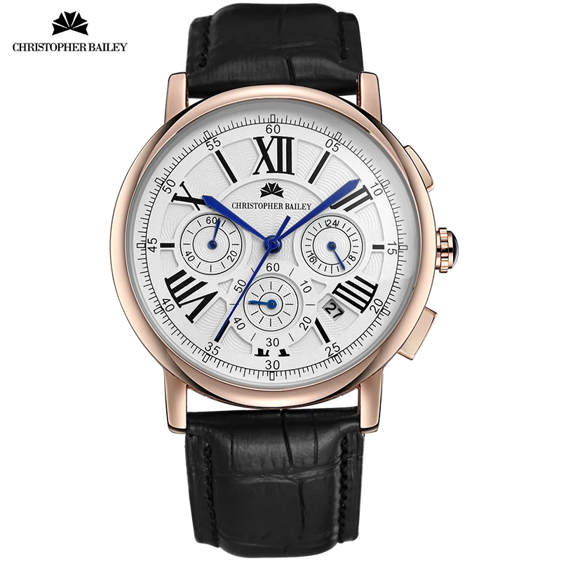 Кристофер Бейли Календарь Золотой Стали Классический Кожаный Ремешок Бизнес