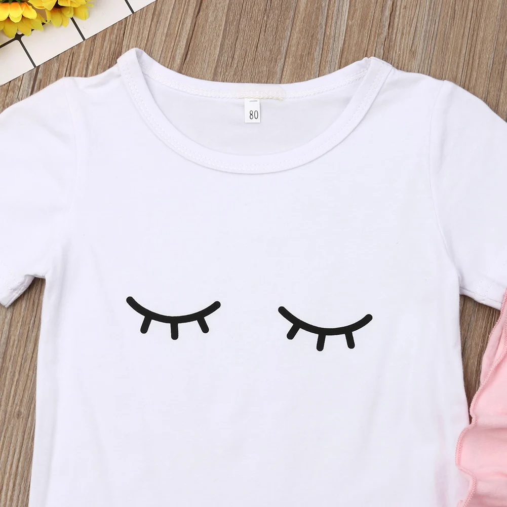 Новинка 2019 милые топы с принтом ресниц для маленьких девочек футболка комбинезон