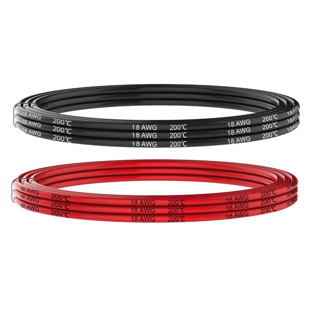 18 awg0 82 мм2 электрический провод кабель 3 метра [1 5 м черный и 1 красный] мягкая