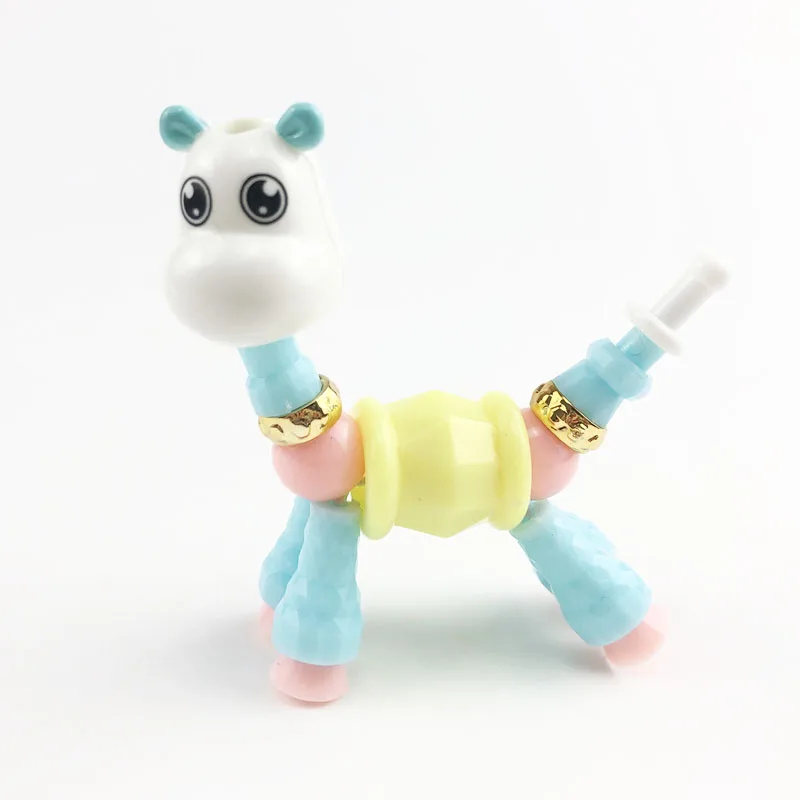 TOY025 Рождественские детские игрушки, пластиковые Мультяшные браслеты, браслеты для девочек, волшебные браслеты в виде животных, деформационные игрушки для детей, Классические бусины в виде единорога - Цвет: TOY025