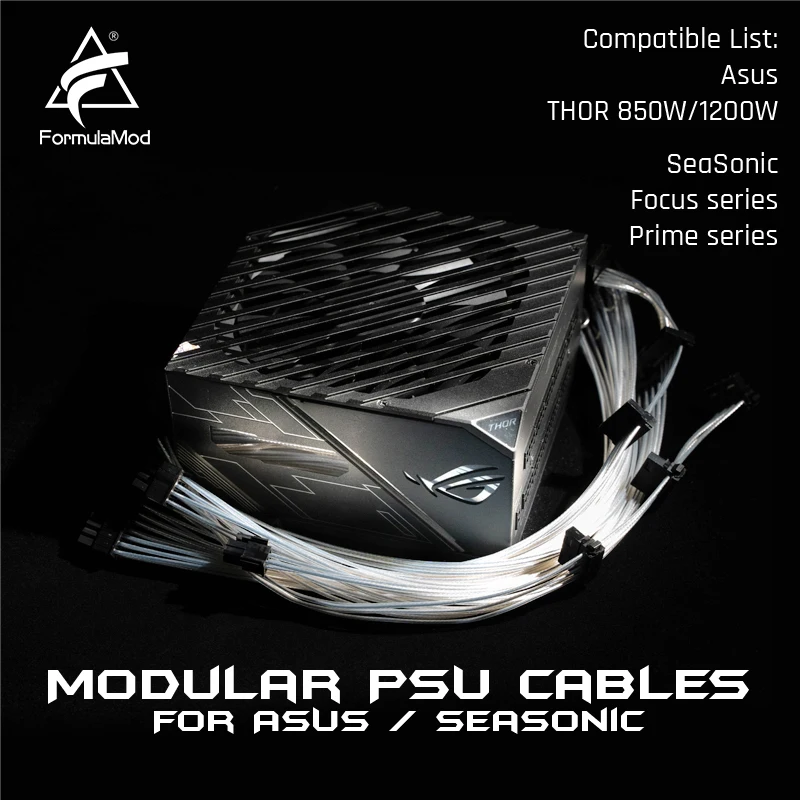 

FormulaMod Fm-HS-SL, Fully Modular PSU Cable, 18AWG Silver Plated, For Asus THOR & SeaSonic Focus/Prime Series Modular PSU