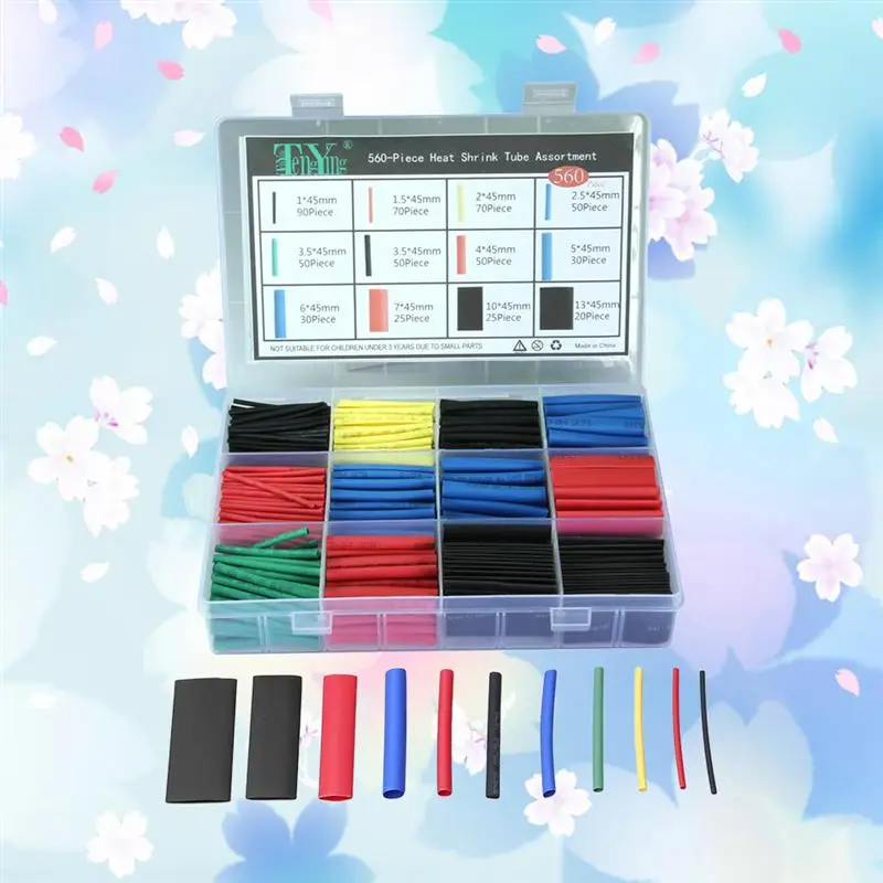 560PCS Heat Shrink Tube 12 Size 2:1 Insulation Kit Electrical Wire Cable for Coding Mechanical Protection Bundling | Инструменты