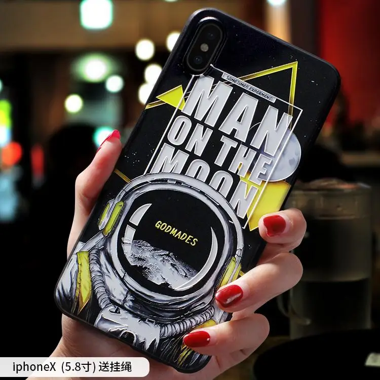 Initial D, Луна, астронавт, предупреждение о запрете курения рельефным тиснением чехол для iphone X Обложка для iphone 6 6s 7 8 plus - Цвет: 24  FOR X